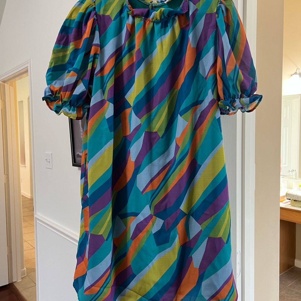 Peach Love California Multicolor Striped Dress (Large)